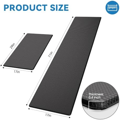 Kitchen Mats for Floor, [2PCS] Anti-Fatigue Kitchen Rugs, Black