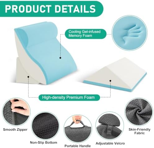4PCS Wedge Pillow Set for After Surgery, Orthopedic Bed Wedge Pillow for Back Pain Relief, Sitting Up in Bed, Acid Reflux, Adjustable Post Surgery Pillows for GERD, Snoring, Dark Grey