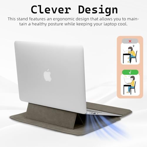 15-16 Inch Laptop Sleeve Case with Stand Feature, Matte PU Leather