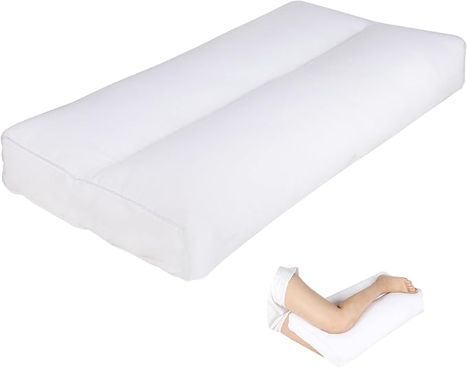 MINUPWELL Knee Pillow for Side Sleepers, 5" Leg Pillow for Side Sleeping, 100% Cotton Fabric Pillow for Between Knees While Sleeping - High Support Alternative for Relieving Leg, Back, and Knee Pain