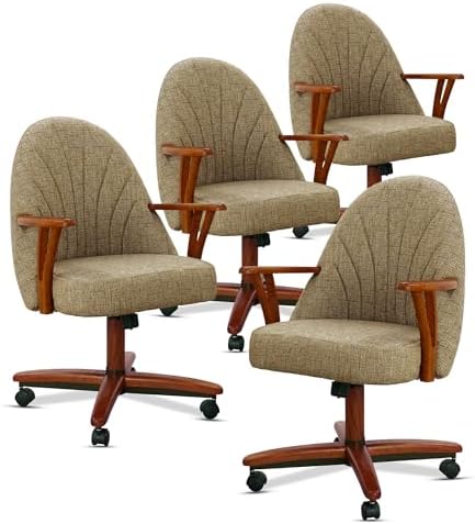 Chromcraft Bailey Swivel-Tilt Caster Dining Chair - Walnut - Mocha - 4pc