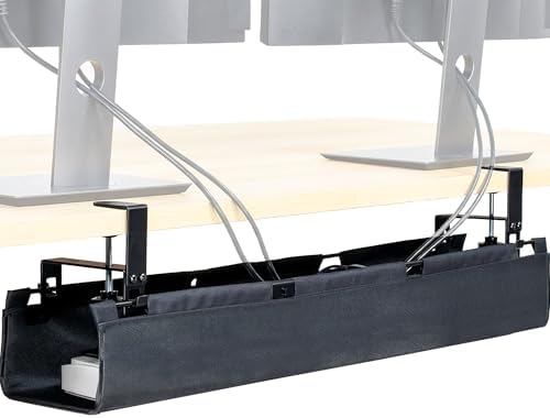 VIVO Black Clamp-on 31 in Fabric Cable Management Tray, DESK-AC31F-C