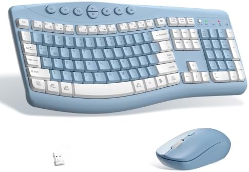 Wireless Keyboard and Mouse Combo Silent for Office,Ergonomic Curved Design