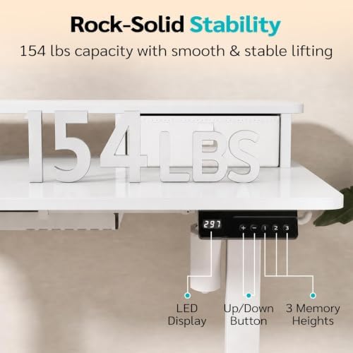 35" x 24" Electric Standing Desk with Dual Drawers, White