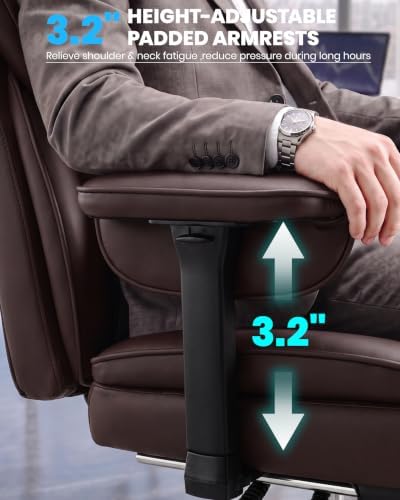 Office Chair, Big and Tall Executive Chair with Adjustable Lumbar Support