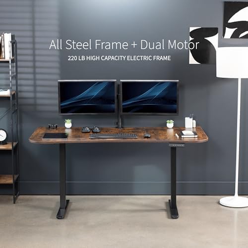 VIVO Rustic Vintage Brown 60 x 24 in Standing Desk, DESK-KIT-E2B1N