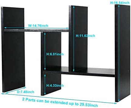 PAG-Mass Desktop Bookshelf Freestanding Wooden Countertop Bookcase Accessories Organizer Display Rack Dorm Desk Storage Shelf