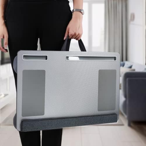 Extra Large Lap Laptop Desk- Home Office Portable LapDesk with Mouse Pad & Wrist Rest for Notebook/MacBook/Tablet, Sofa Bed Working, Writing, Drawing (Carbon Silver, Fit Up to 17-inch Laptops)