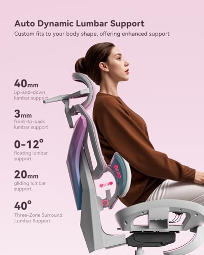 AutoFull G7 Gaming Chair - 3-Zone Lumbar, 22-Point Adjustment, Breathable Mesh, Custom Backplate, 720° Armrests, BIFMA Certified Ergonomic, 140° Recline, IGR Certified, Niko Endorsed - Pink
