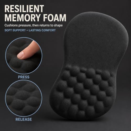 Ergonomic Mouse Pad with Wrist Rest, Large 12x8 inch, Black