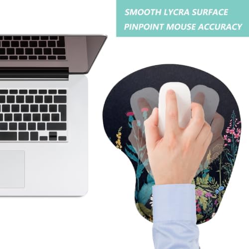 Mouse Pad with Wrist Support, Ergonomic Mouse Pads with Memory Foam Wrist Rest, Easy Typing Pain Relief, Comfortable Home Office Computer Wrist Support Pads for Working Studying Gaming, Flowers Grass