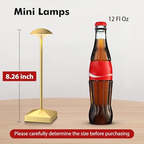 3 Pack Small Gold Rechargeable Cordless Table Lamps Dimmable