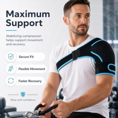 Rotator Cuff Shoulder Brace with Reusable Gel Pack for Women &Men