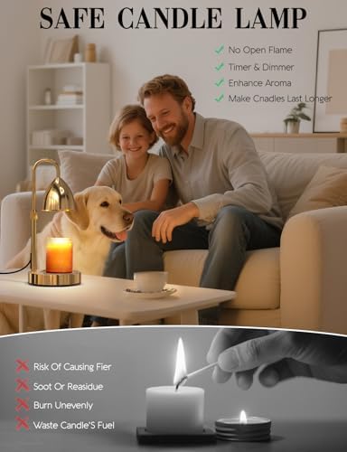 Candle Warmer Lamp with Timer Dimmable, Lamp Candle Warmer Birthday Gifts for Women, Black Adjustable Wax Melter Warmer for Jar Candles, House Warming Gift Home Decor
