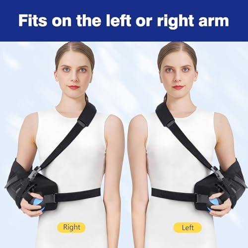 Abducted Shoulder Sling Immobilizer, Padded Rotator Cuff Support Brace with Removable Abduction Pillow and Exercise Ball for Right or Left Arm Pain Relief From Post-Surgery Recovery and Subluxation
