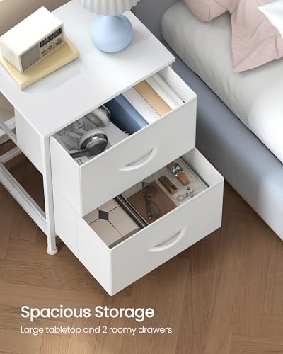 SONGMICS Nightstand with 2 Fabric Drawers, Bedside Table, Side End Table