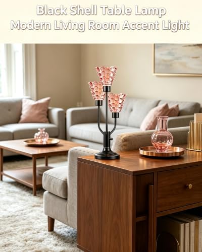 Lightdot Mid Century Modern Glass Table Lamp Dimmable 3 Bulbs Included