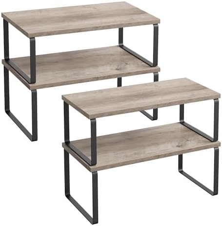 SONGMICS Cabinet Organizer Shelf, Set of 4 Spice Rack, Kitchen Storage