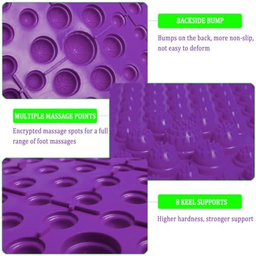 Foot Massage Mat Acupressure Reflexology Toe Plate Massage Pad Bathroom Yoga Anti-Slip Outdoor Game Punishment Mat (Purple)