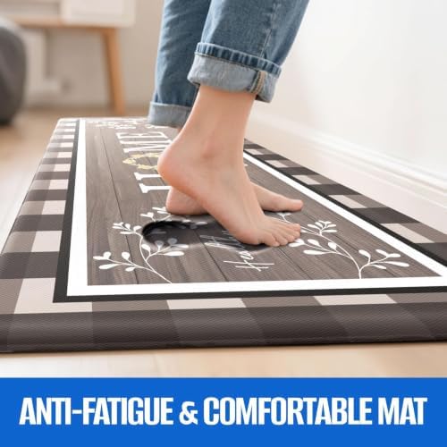 Kitchen Mats 2PCS, Anti Fatigue Rugs, 17.3x30+17.3x70in, Brown