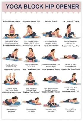 Yoga Block Hip Opener Poses Chart 16 Illustrated Yoga Pose Names Guide Studio Canvas Poster Bedroom Decor Room Decor Unframe 24x36inch