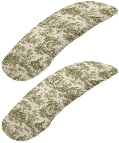 Office Chair Arm Rest Cover Set of 2 Toile de Jouy Printed Soft Stretchy Office Chair Arm Cover for Desk Chairs Anti-Slip Gaming Chairs Armrest Slipcover, Easy to Install & Clean