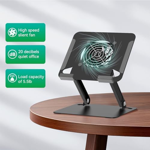 Cooling Stand for Surface Pro,Tablet Cooler Stand Holder with Quiet Fan Heavy Duty for iPad Pro Air Series,Microsoft Surface Series,Samsung Galaxy Tabs,Portable Monitor...Up to 15'' Tablets-Black