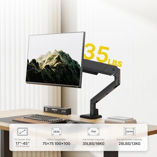 monTEK Single Monitor Arm for Max 45 Inch Ultrawide Screens, Holds 35 Lbs