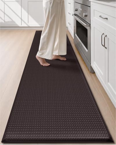 Color&Geometry Wide Kitchen Floor Mat 24x108 Anti Fatigue Easy Clean, Brown