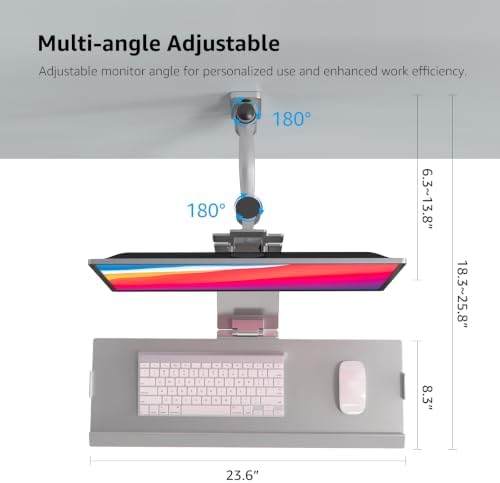 BEWISER Monitor Wall Mount with Foldable Keyboard Tray & Mouse Storage