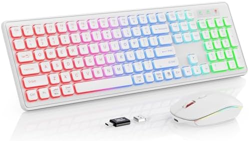 Wireless Keyboard and Mouse Combo with RGB Backlit, Rechargeable