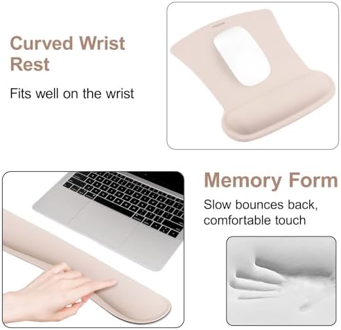 MOSISO Wrist Rest Support for Mouse Pad & Keyboard Set, Apricot