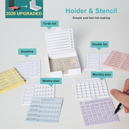 Sticky Note Stencil and Holder Compatible with 3x3 Post-It Notes