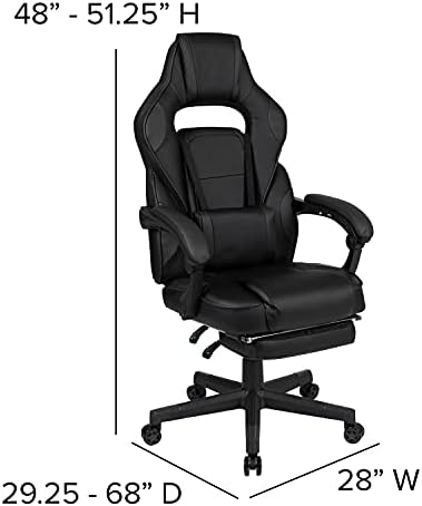 Flash Furniture X40 Gaming Chair Racing Ergonomic Computer Chair with Fully Reclining Back/Arms, Slide-Out Footrest, Massaging Lumbar - Black