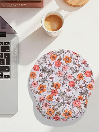 Seorsok Blooming Floral Mouse Pad with Gel Wrist Support Mouse Pad,Ergonomic Aesthetic,Comfort Mousepad for Office Work Computer,Pain Relief Mousepad with Non-Slip Silicone Base,Colorful Flowers