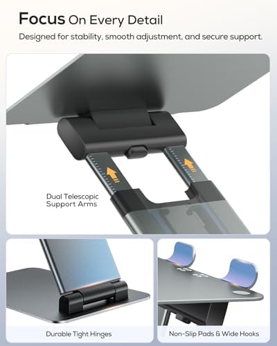 Nulaxy Pull-Out Height Adjustable Laptop Stand for Desk, 22 LB Support