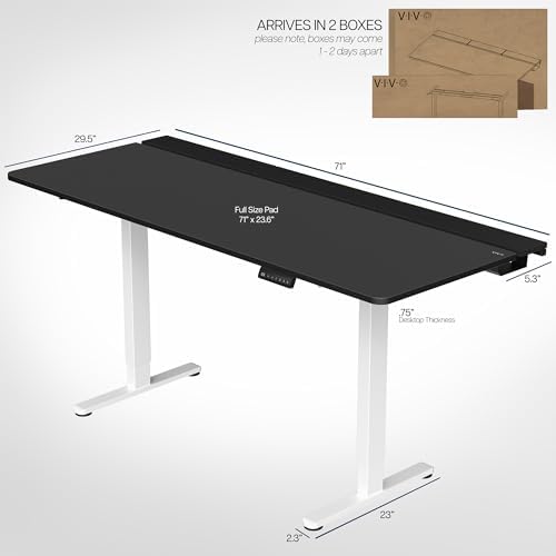 VIVO Black 71 x 30 in Standing Desk, DESK-KIT-E2W-P3B-71