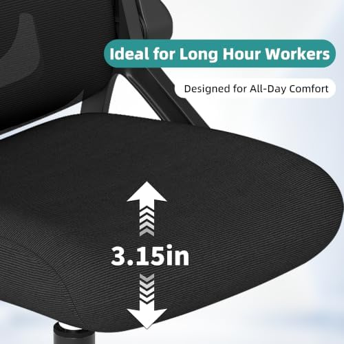 Ergonomic Mesh Office Chair with 2D Adjustable Headrest and Lumbar Support