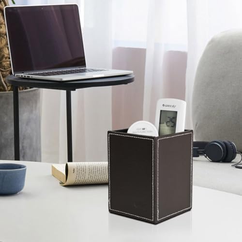 Pen Pencil Holder Cup Container PU Leather Desk Organizer Stand Decor Brush Scissor Holder Decoration Office Desk Home School