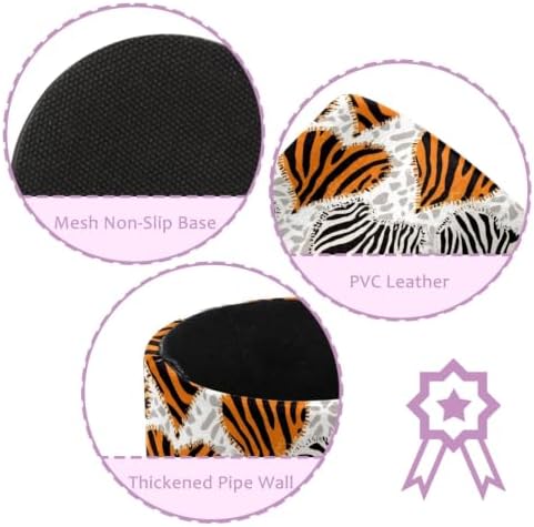 Leather Pen Holder for Desk, Tiger Zebra Print Pencil Cup Pen Organizer Makeup Brush Holder for Office Home Kids Countertop Desk Accessory Storage