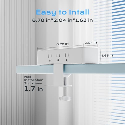 Desk Clamp Power Strip 10FT, Acozvin 40W Total Fast Charging Station