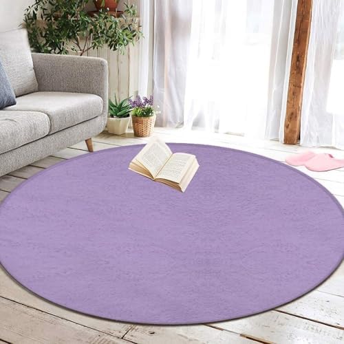 Room Sofa Yoga Soft Round Carpet, Home Decor Non Slip Kitchen Office Circle Rug, Machine Washable Modern Round Area Rug Purple, 36inch