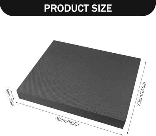 Foam Balance Pad, 16x3x2" High Density Balance Mat Heavy Duty Non-Slip Protective Foam Pads for Exercise, Stability Training, Yoga, Black Cushion