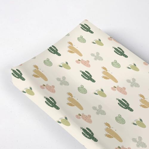 Cartoon Colorful Western Cactus Pattern Baby Changing Pad Cover, Unisex Cactus Nursery Diaper Changing Table Pad Mat Sheet for Boys Girls-16x32
