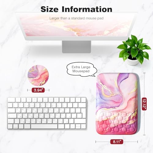 Ospelelf Pink Mouse Pad with Wrist Support Large Ergonomic Office Comfy Pain Relief Mousepad Wrist Rest
