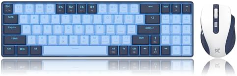 Redragon BS8773 Wireless Keyboard and Mouse Combo, 78 Keys 2.4Ghz Wireless Low-Profile Mechanical Red Switch Keyboard w/Slim Compact Design & Single Blue Backlit, Comfort Grip 2400 DPI Max Mouse