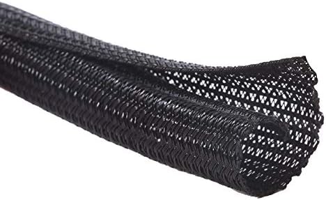 Alex Tech 25ft - 1/4 inch Cord Protector Wire Loom Tubing Cable Sleeve Split Sleeving for USB Cable Power Cord Audio Video Cable – Protect Cat from Chewing Cords - Black