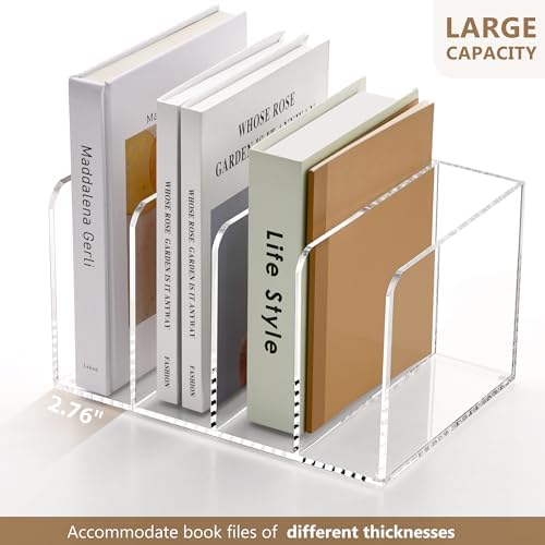 SANRUI Acrylic Magazine Holder Desk Organizer Workspace Sorter Clear 4 Slot