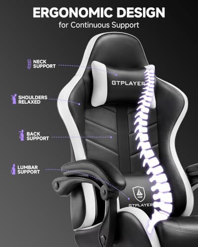 GTPLAYER Gaming Chair, Computer Game Chair for Adults, White