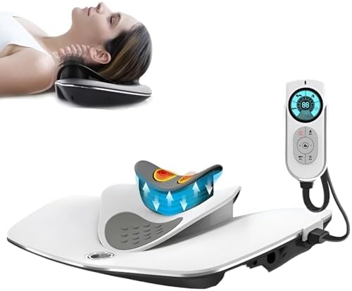 Multifunctional Cervical Traction Device, Electric Neck Stretcher, Dynamic Neck Stretching Function, Electrotherapy And Heat Therapy To Relieve Neck Pain, 3 Massage Modes For Home Use (White)